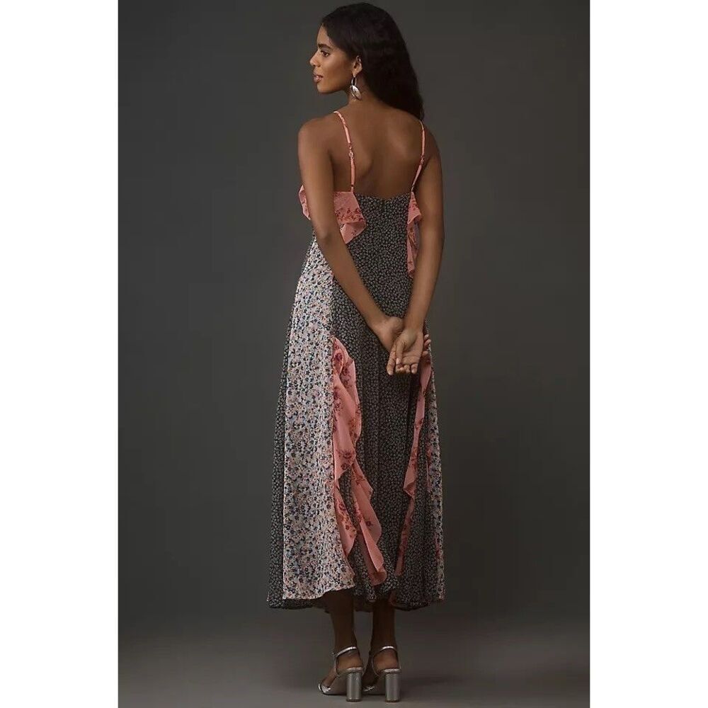 Anthropologie Sleeveless V-Neck Ruffle Midi Dress XXS NEW - Picture 5 of 5
